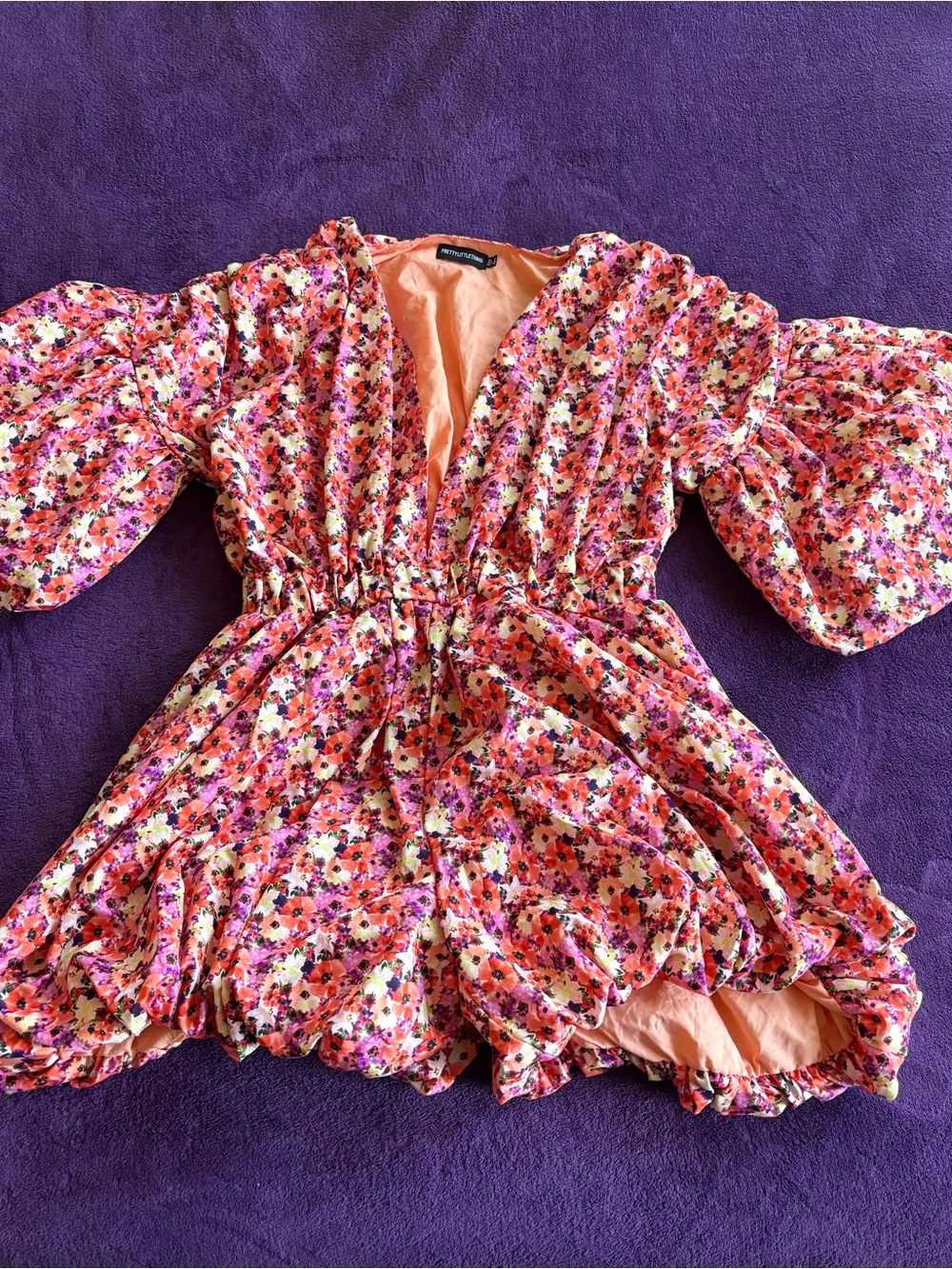 PrettyLittleThing Pink Orange Floral Mini Dress